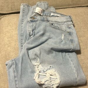 Cropped Baggy straight leg jeans